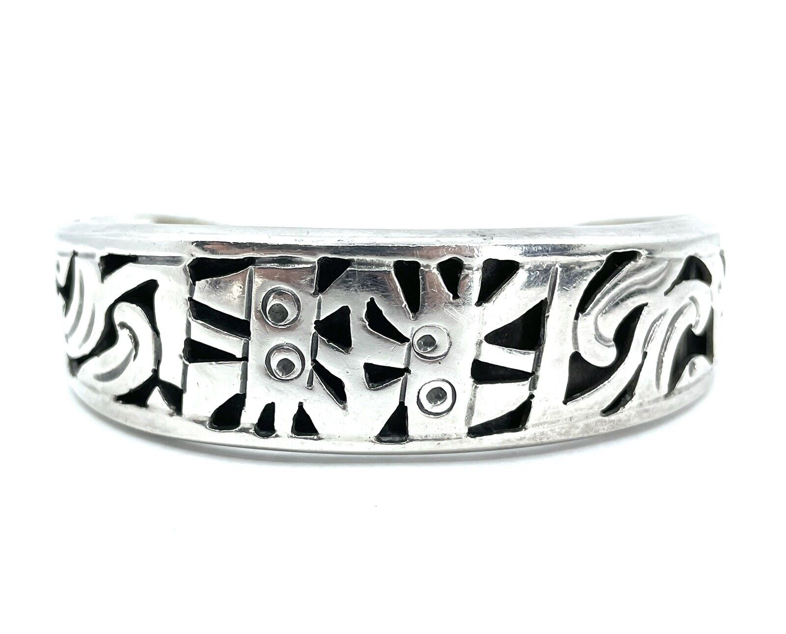 Sterling Silver Taxco Mexico ACT Cuff Bracelet - image 1