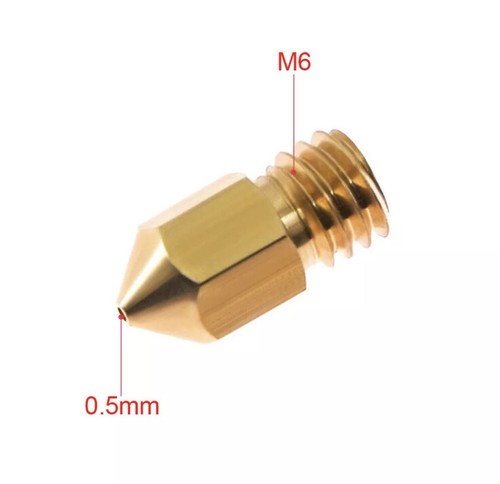 1pc 3D Printer Extruder Brass Nozzle M6 Thread Printer Head 0.5mm Output B6S6 - Picture 2 of 5