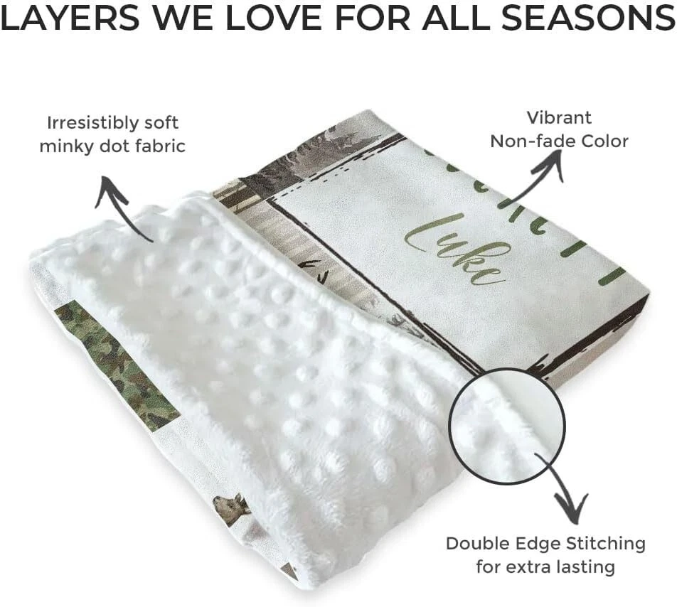 Manta de bebé Woodland personalizada con respaldo punteado de doble capa para niños Ver4 Foto 2 de 3