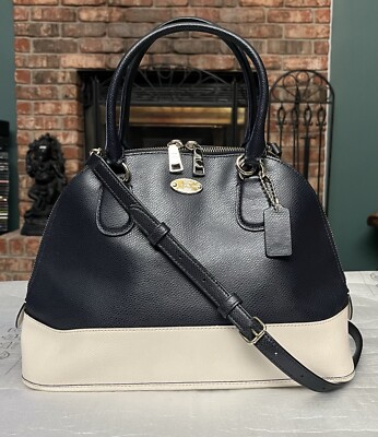Coach CORA DOMED SATCHEL IN BICOLOR CROSSGRAIN LEATHER Handbag Purse Bag  F34491