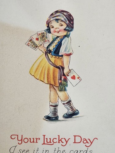 Unused Vintage 1928 Its Your Lucky Day Birthday Postcard Ho-Biel Divide Back 5½" - Picture 9 of 10