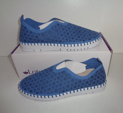 LOTUS Ladies Womens Blue Flats Slip On Shoes Casual Loafers RRP