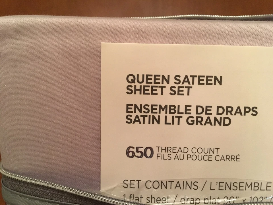 Juego de sábanas Royal Living Queen gris lavanda 650 hilos satén resistente a arrugas Foto 2 de 4