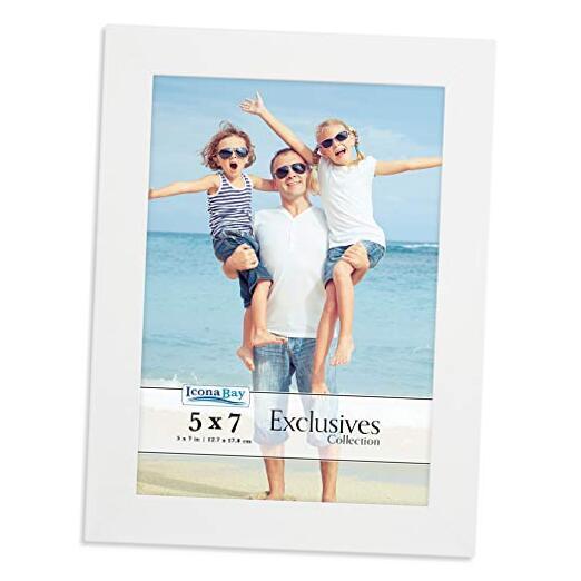 Picture Frame, Sturdy Wood Composite Photo Frame 5 x 7, Sleek 5x7 White