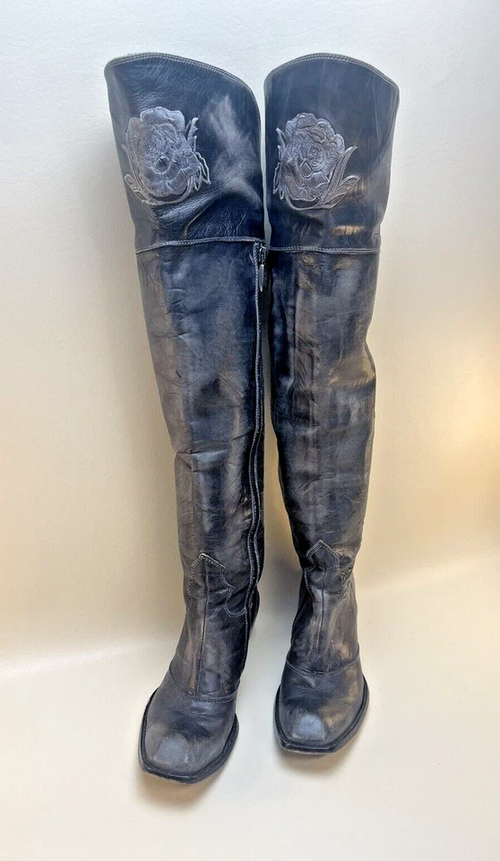 Botas altas Mark Nason para mujer sirena talla 7 cuero negro Italia Foto 2 de 4