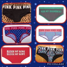 NEW Victorias Secret PINK Logo Low Rise Hipster Panty XS S Red Multi Black Green