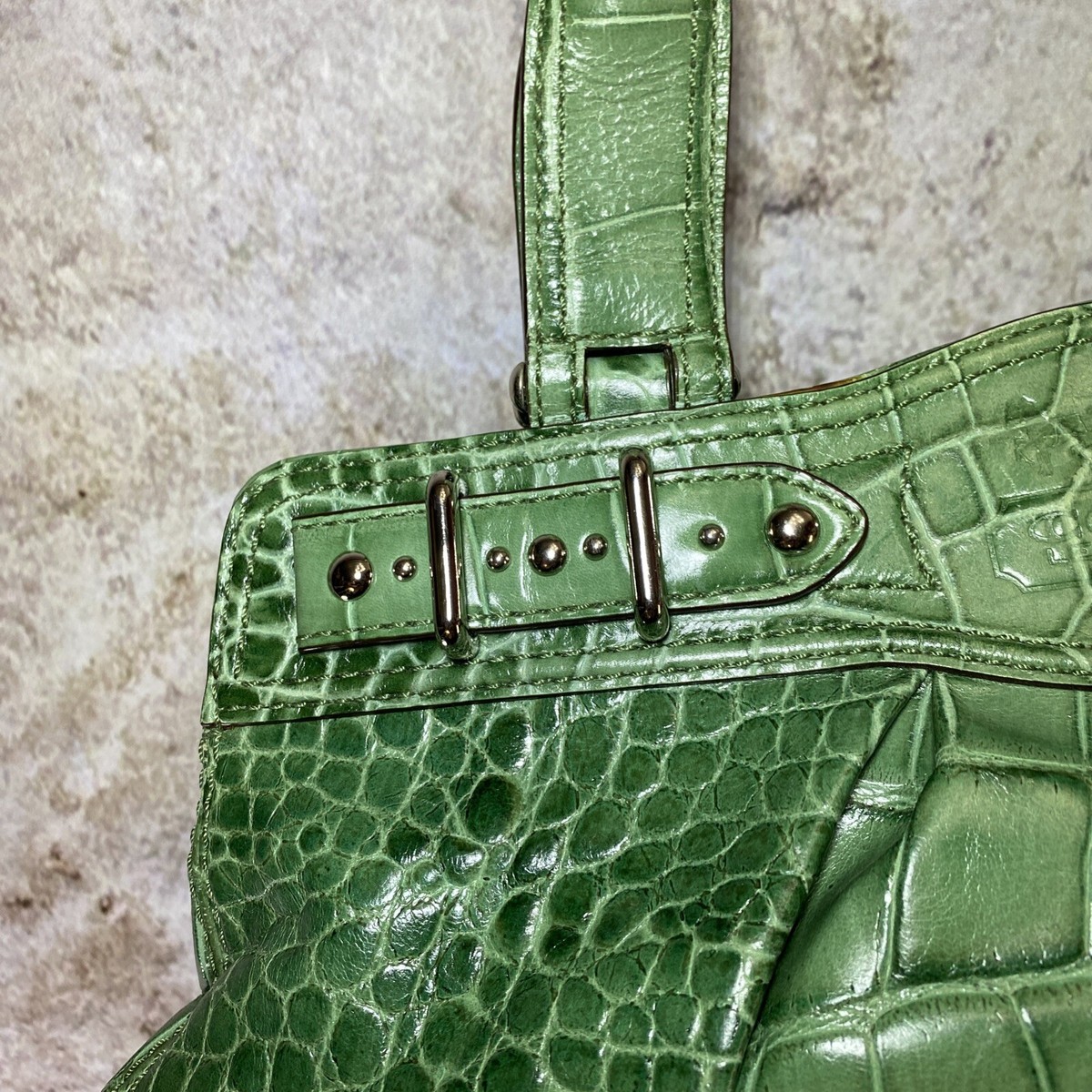 Coach Genuine Green Alligator Top Handles Purse Satchel Bag