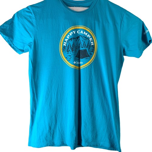 Camiseta Columbia Sportswear Talla XL Gráfica Happy Camper Azul Amarillo Para Hombre - Imagen 1 de 4