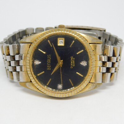 BENRUS Diamond Two-Tone Quartz Analog Men's Watch 1/4