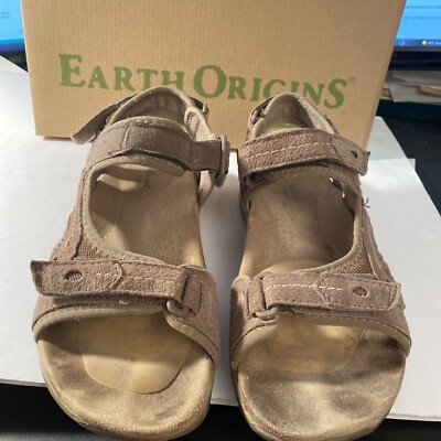 EARTH ORIGINS by Earth Womens Sandals Size M Tan Leather Beverly  Walking