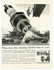 1939 Champion Spark Plugs 1ndy 500 race art Vintage Print Ad