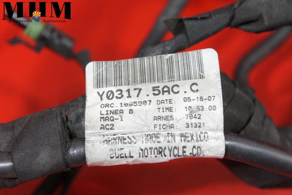 Buell Lightning XB12SCG XB12S 2008 motor principal arnés de cableado motor telar de cable Foto 2 de 4