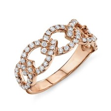 14K Rose Gold Diamond Link Chain Braided Ring Marquise Halo Band Natural Round