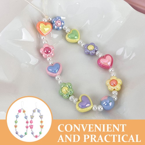 2 Pcs Mobile Phone Pendant Beaded Chain Student Girl Flower Strap Charm - Zdjęcie 12 z 12