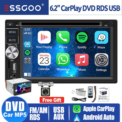 Car Stereo Bluetooth Radio CarPlay Double 2Din 7'' DVD Player With Backup Camera