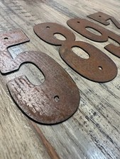 5 Inch Metal Numbers Letters - Rusty or Natural Finish - Mounting Holes Avail