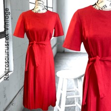 Vintage 1960  s Rockabilly Perfect Little Red Wool Dress, Small, VTG Fit  Flare