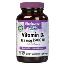 Bluebonnet Vitamin D3 125 Mcg 5000 IU 100 Sof...