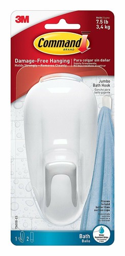 Command Bathroom Hook with Water-Resistant Strips, 1-Hook, 2-Strip, 4 PACK - 第 1/2 張圖片