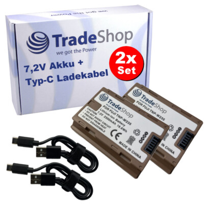 2x Kamera-Akku 7,2V / 2300mAh inkl. USB-C Ladekabel für Fujifilm XT5, X-T5