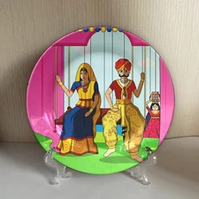 Indian Traditional Art Ceramic Decorative Wall Plate Hanging Decor 8 inches