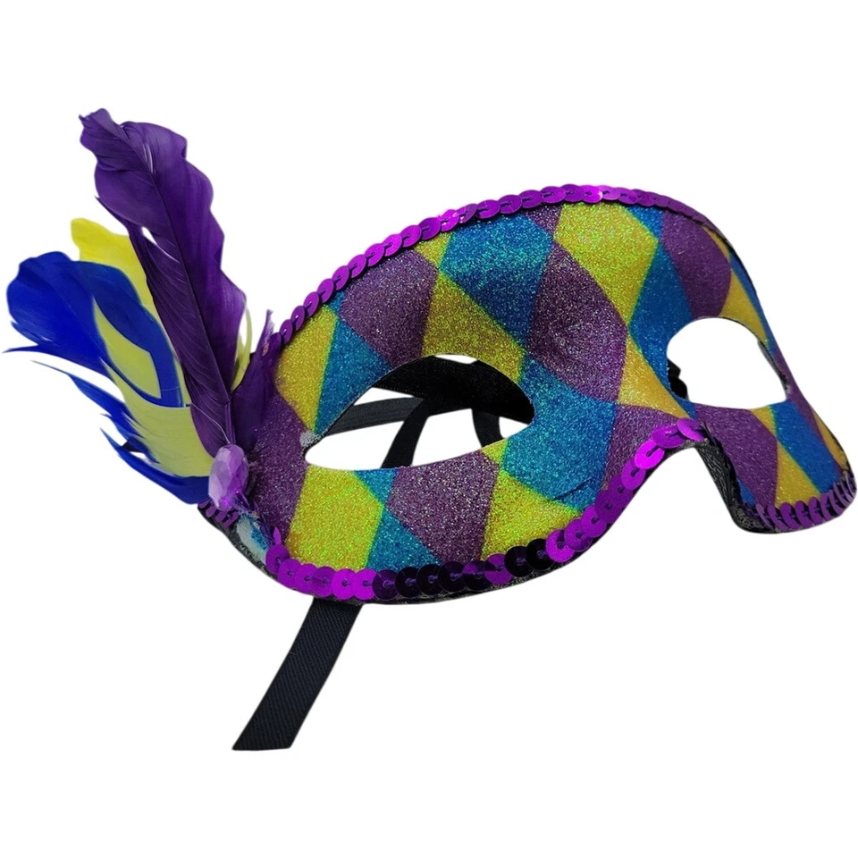 Venetian Glitter Sequin Party Half Face Eye Mask Costume Multicolor - Image 2 of 4
