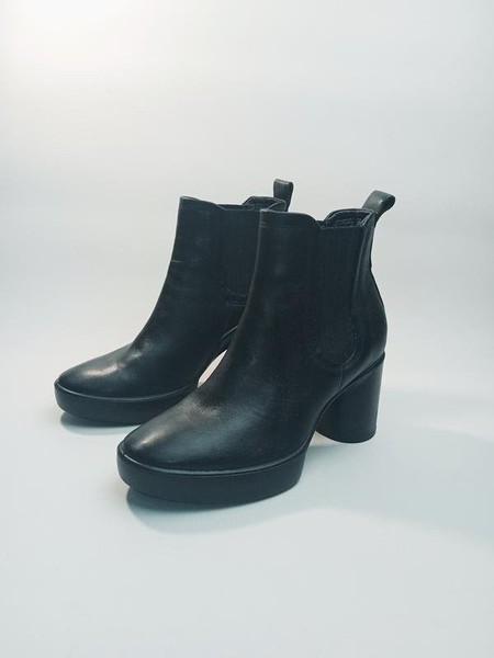 Women Ecco Boots Black Leather 36 #7M2A