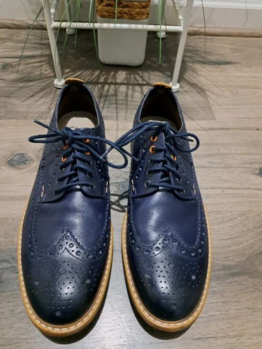 Oxford Clarks TOR England da uomo blu marrone in pelle alare 10 5 M usate in ottime condizioni