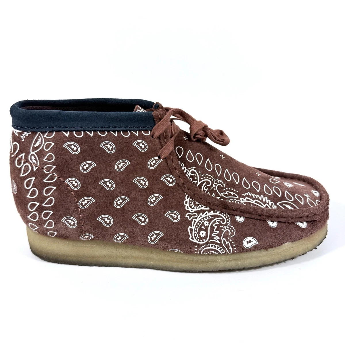 Size 9.5M Clarks Wallabee Brick Paisley Bandana Red Suede Mens Moccasin Boots Supreme X Clarks Wallabes Red Paisley Bandana | Mercari main image 2