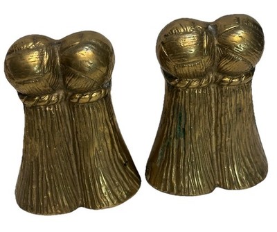 Vintage Brass Rope & Tassel Bookends Hollywood Regency Patina Book Ends Unique
