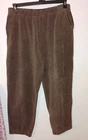 Lands End Brown Ribbed Velour  Pull On Pants LG 14/16 P With Pockets