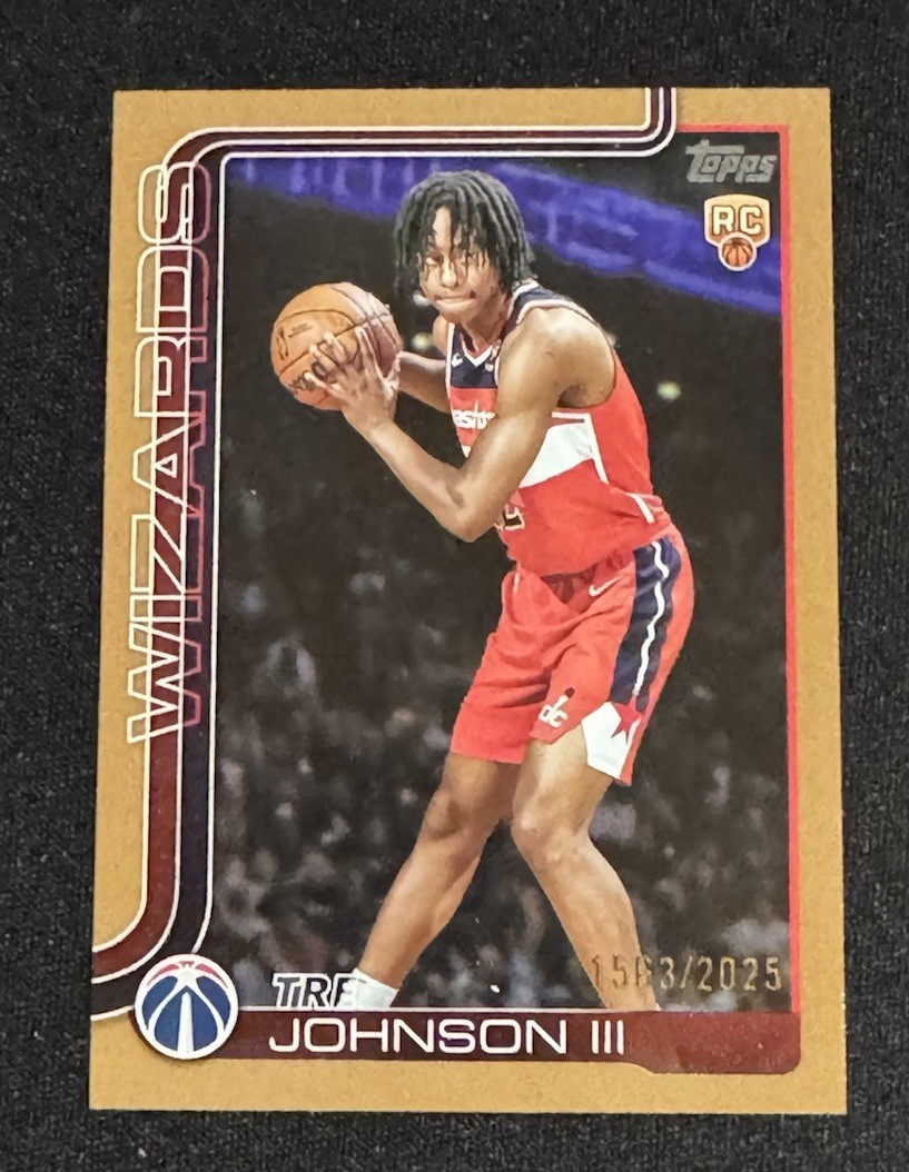 Tre Johnson III 2025-26 Topps Flagship #206 GOLD Rookie #/2025 RC SP Wizards