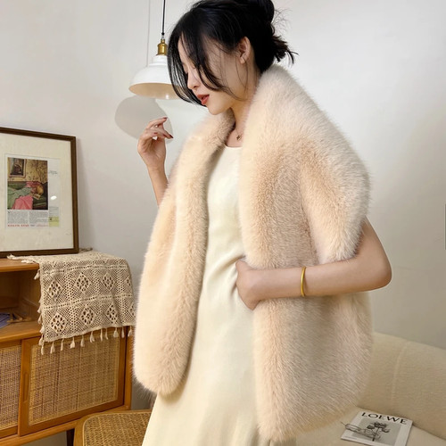165*28cm Faux Fox Fur Wedding Shawl Women Capes Bridal Fur Wrap Stoles Jackets - Picture 6 of 26