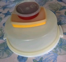 Vintage Tupperware 10" Kuchen Torte, Cupcakes Donuts Träger mit Griffen + Extras ***
