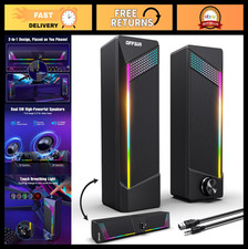 2 in 1 RGB Gaming Speakers for PC, Laptop  Desktop - USB Powered, Touch Lightin