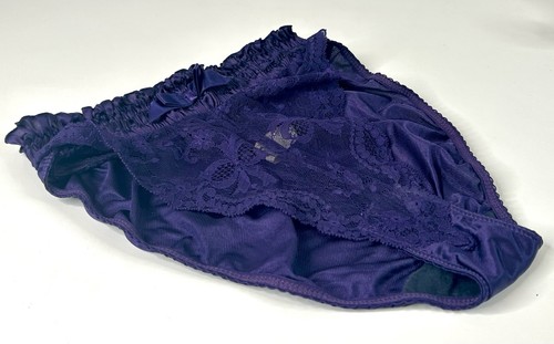 Vintage Victoria’s Secret Ruched High Cut Purple Satin Brief Panties Sz Small - Picture 3 of 5