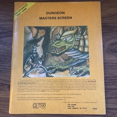 Advanced Dungeons & Dragons Dungeon Masters Screen 9024 TSR 1979
