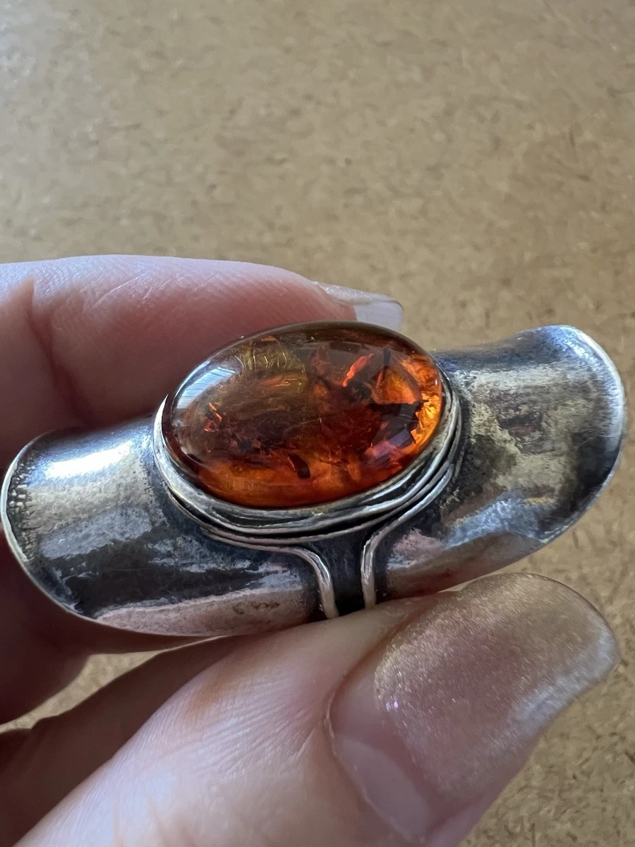 Bague en forme de coeur en argen 925/1000t et ambre naturel