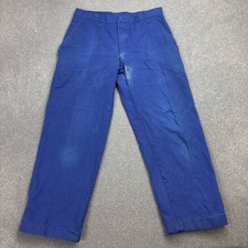 VINTAGE French Trousers Adult 30x26 Blue Work Wear Chore Utility Distressed Mens