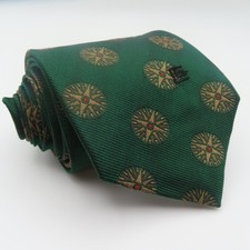 Guy Laroche Tie Silk Green Gold Red Polka Dot 3.25" Wide 54" Long Paris