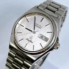 Seiko 8229-8000 Watch SilverWave Quartz Day Date Vintage Mens Timepiece