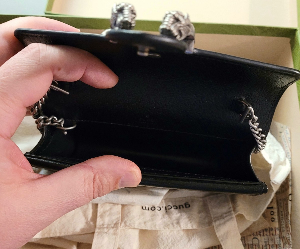 Gucci Dionysus Super Mini GG Jacquard Black Ivory Denim Women's