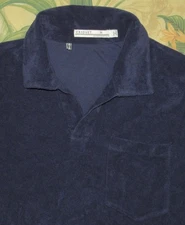CRIQUET Navy Blue Short Sleeve Terry Cloth Polo Shirt Medium