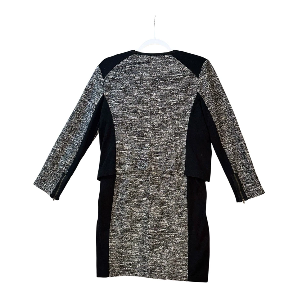 Conjunto de Vestido Chaqueta Traje Tejido Eileen Fisher Boucle S Gris Negro Clásico Foto 2 de 4
