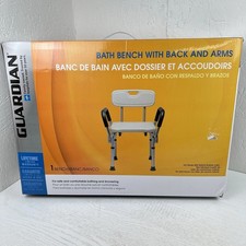 Guardian Bath and Shower Bench with Back and Arms Adjustable Height 350lb Seat