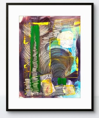 Original Art Green Tower 9x12 Abstract Modern Expressionism Colorful Decor