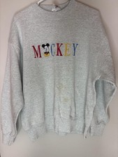 Vintage 90 s Mickey Co Disney Mickey Mouse Embroidered Sweatshirt Size L Gray