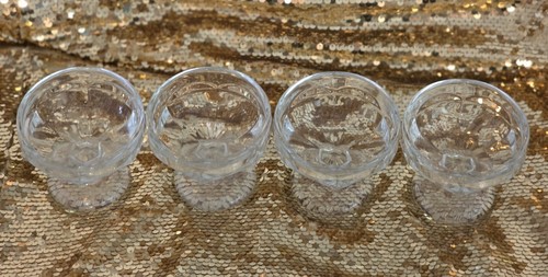 Lot of 4 Rare Vintage Glass Pedestal Dessert Custard Cup Bowl Star Plume EAPG - Picture 4 of 18