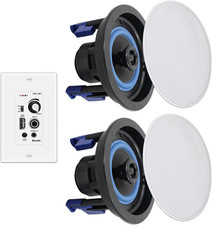 4 Inch Bluetooth Ceiling Speakers 160W Flush Mount in Wall Amplifier Receiver Su