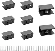 8Pcs Square Adjustable Frameless Glass Shelf Bracket Holder Black  Glass Clamp